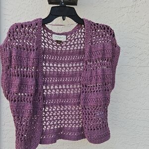 Xhilaration Sonoma  Plum Open-Knit Shrug